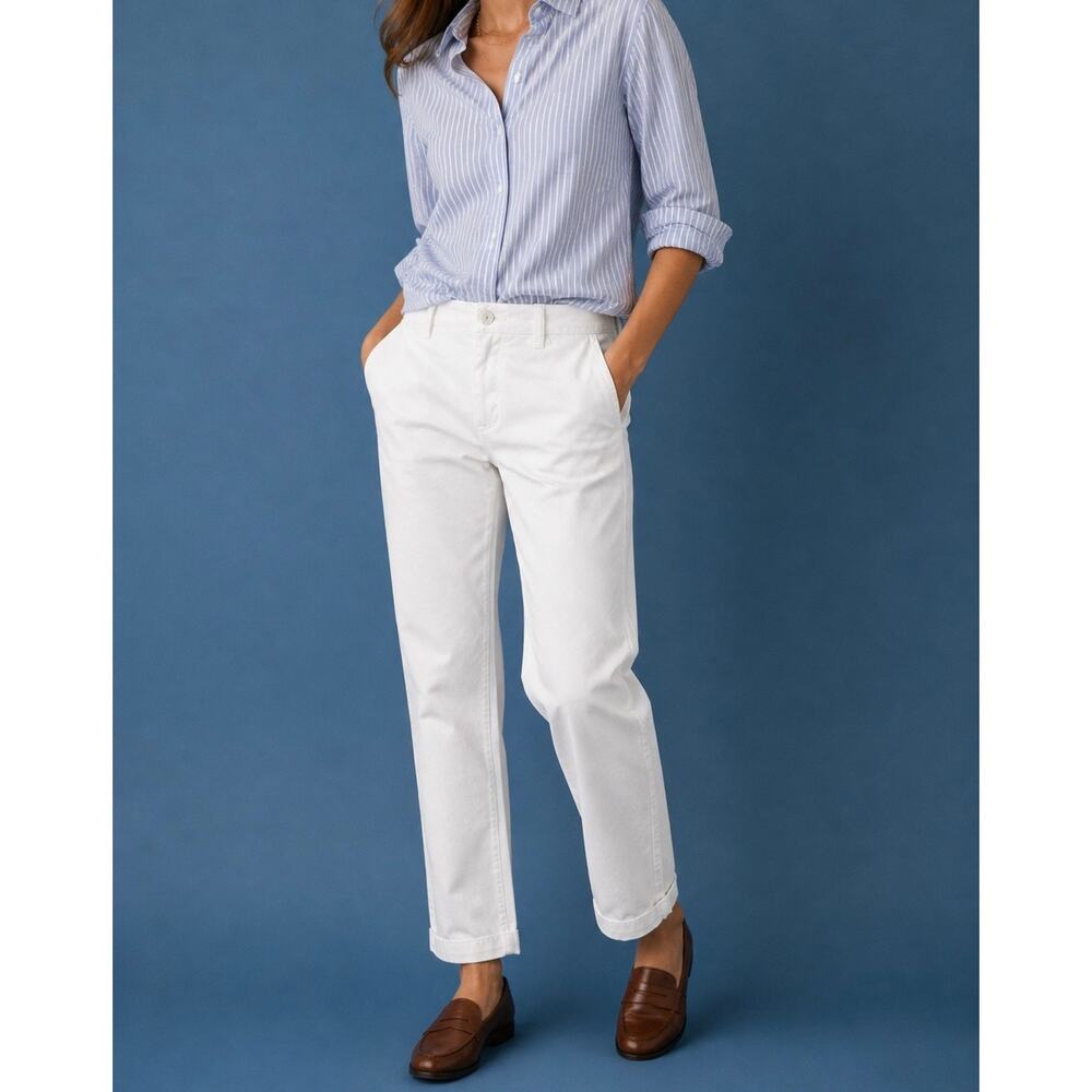 Polo Ralph Lauren Quin Boyfriend Chino White Pants Relaxed Straight Leg Size 4